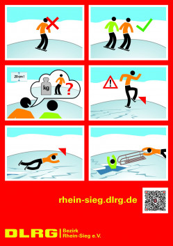 Plakat Verhalten auf dem Eis als Piktogramme